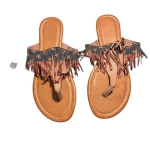 Fringe Studio Tan and Brown Sandals
